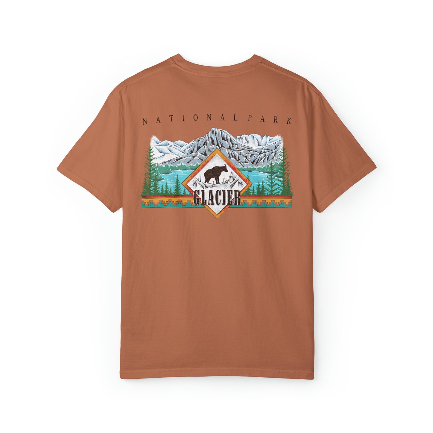 Vintage Glacier National Park Back Graphic Tee Shirt