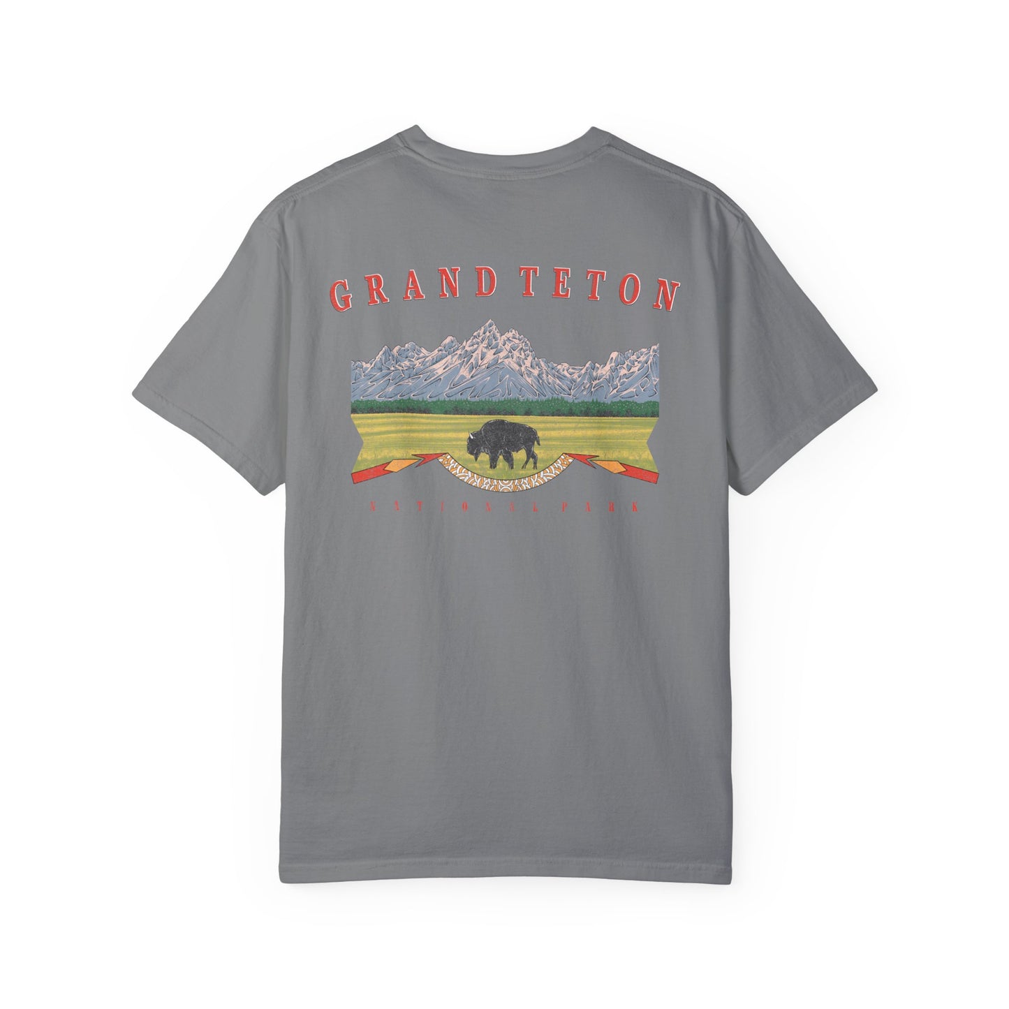 Vintage Grand Teton National Park Back Graphic Tee Shirt