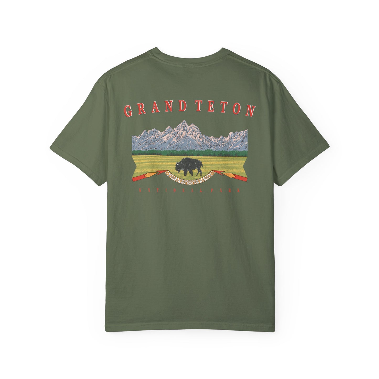 Vintage Grand Teton National Park Back Graphic Tee Shirt