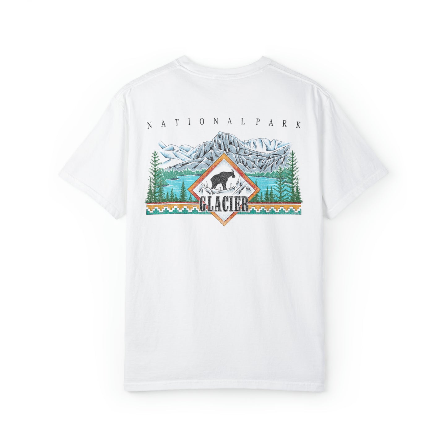 Vintage Glacier National Park Back Graphic Tee Shirt