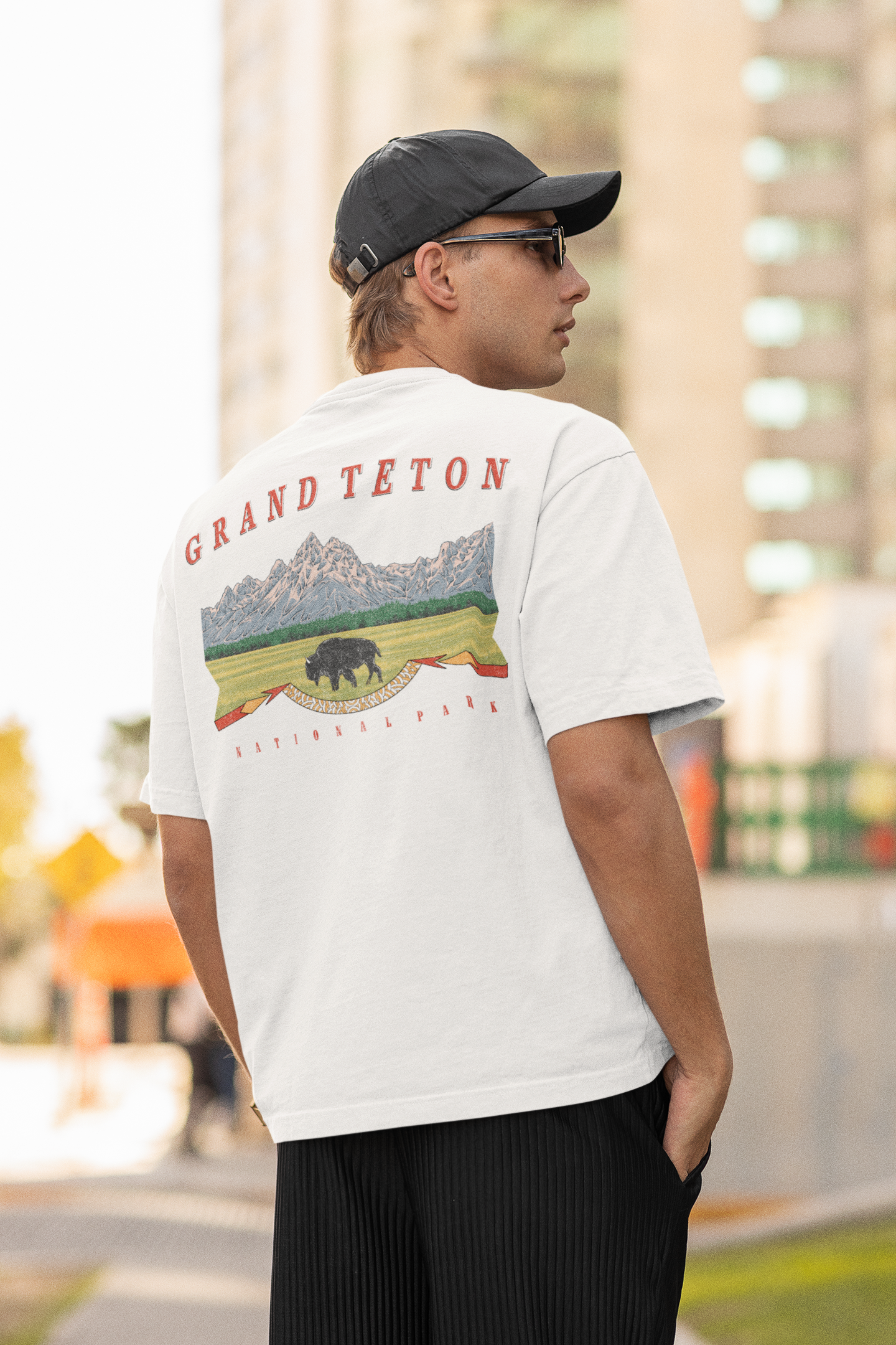 Vintage Grand Teton National Park Back Graphic Tee Shirt