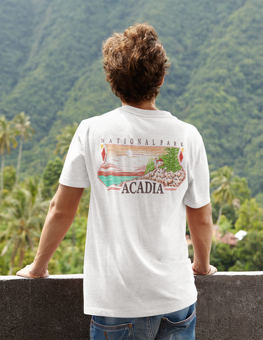 Vintage Acadia National Park Back Graphic Tee Shirt