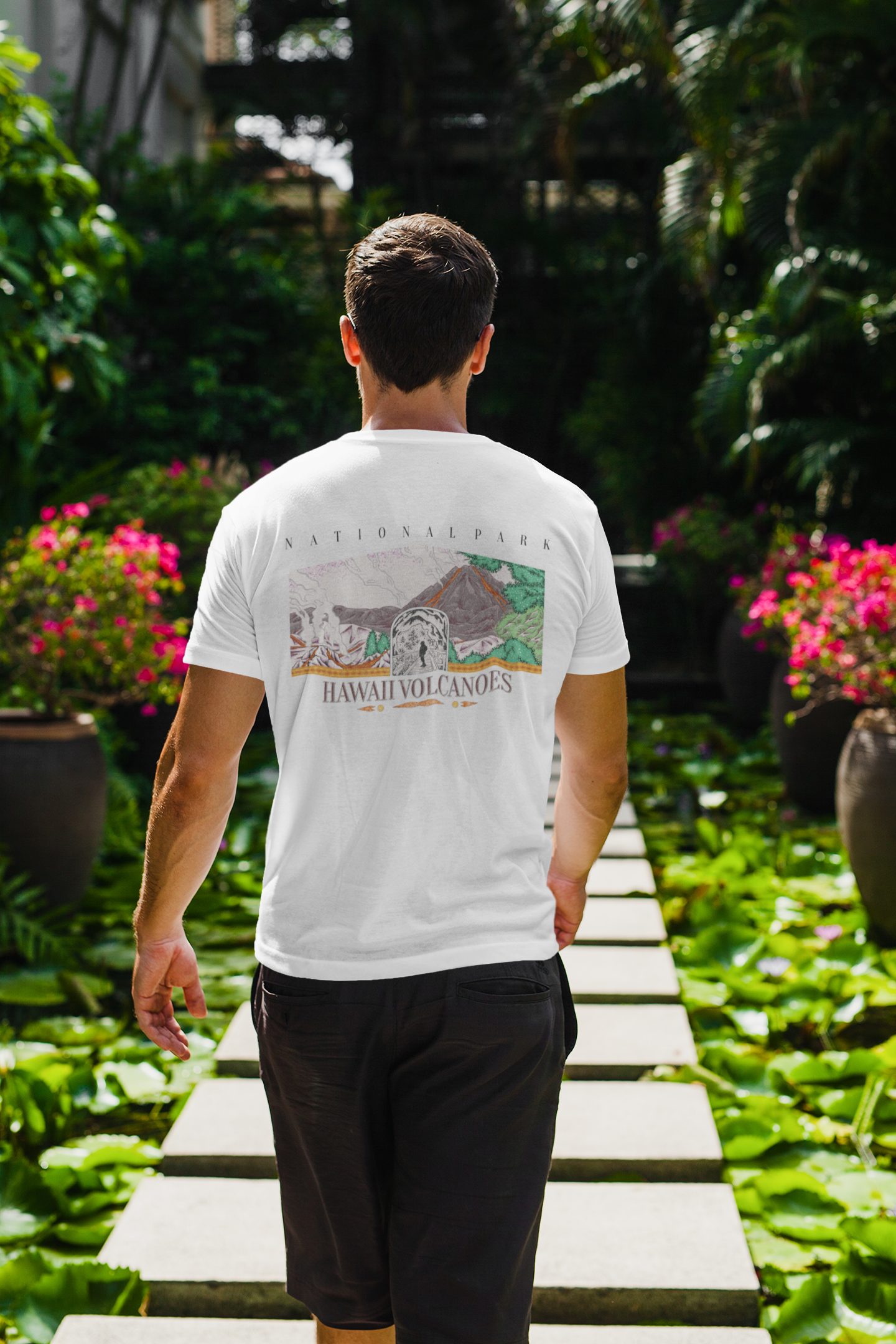 Vintage Hawaii Volcanoes National Park Back Graphic Tee Shirt