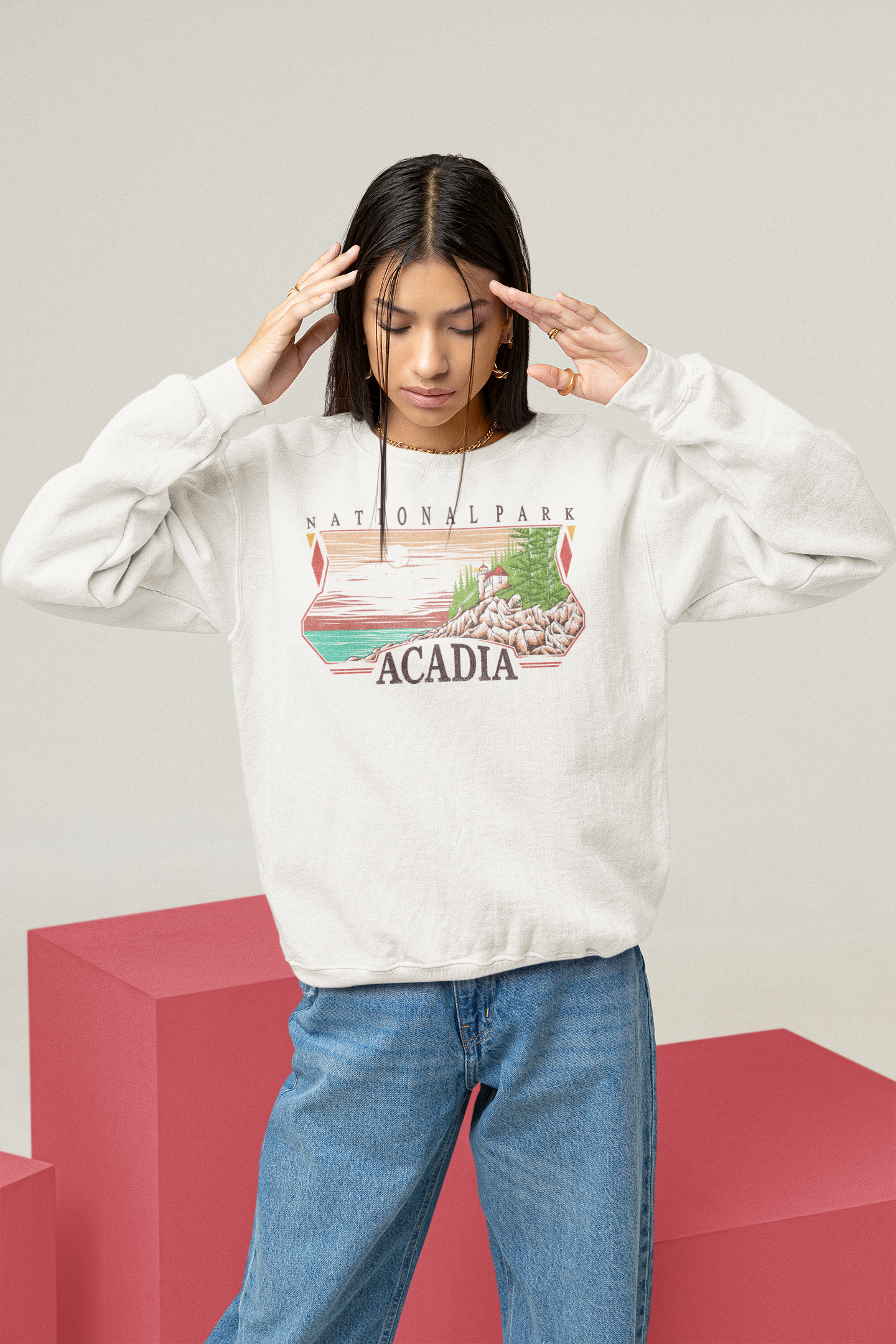 Vintage Acadia National Park Pullover Sweatshirt