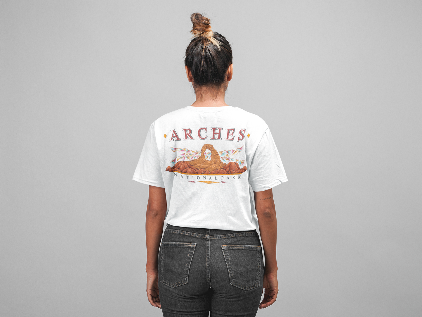 Vintage Arches National Park Back Graphic Tee Shirt