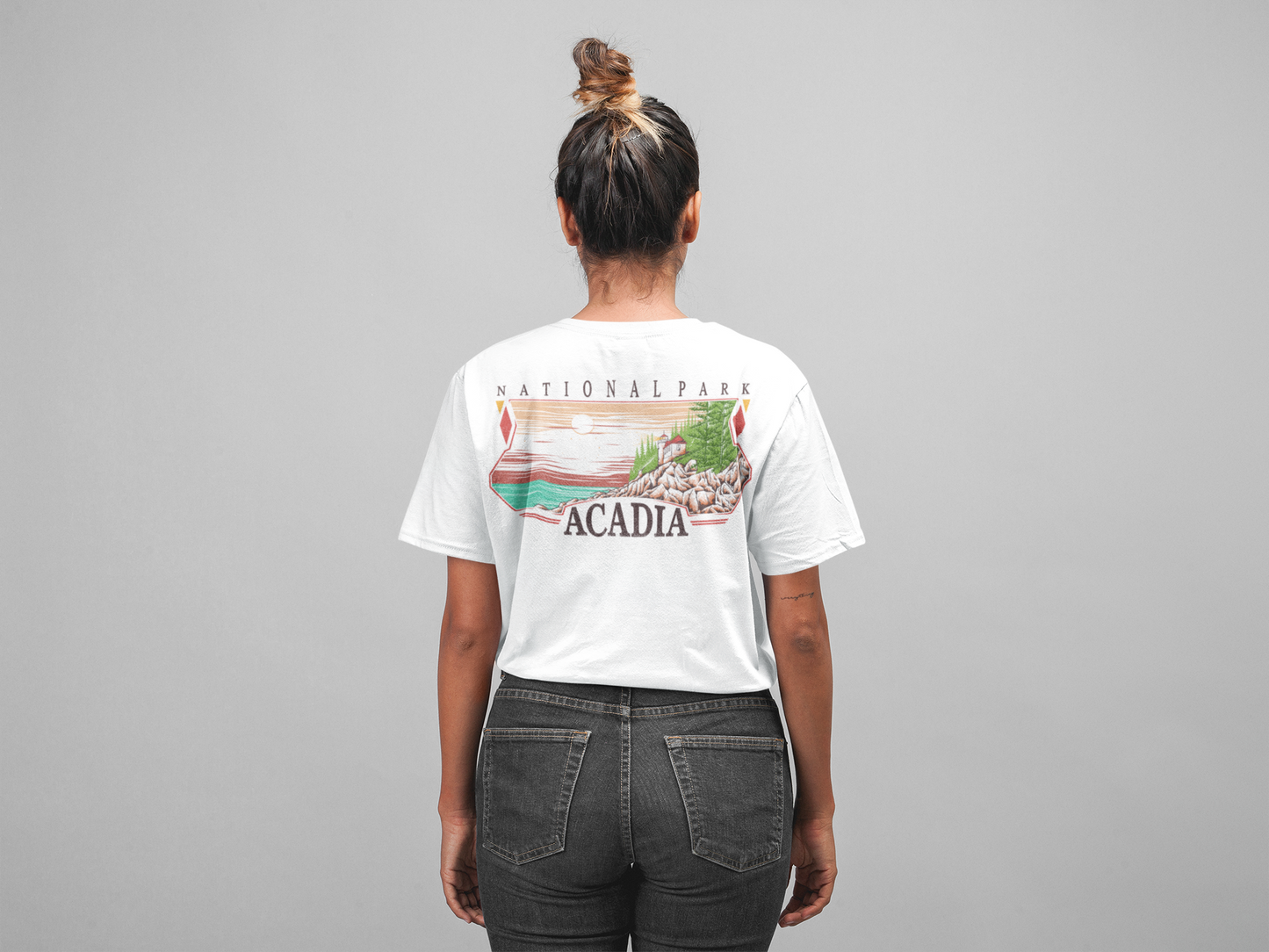 Vintage Acadia National Park Back Graphic Tee Shirt